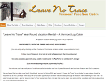 Tablet Screenshot of leavenotracecabin.com
